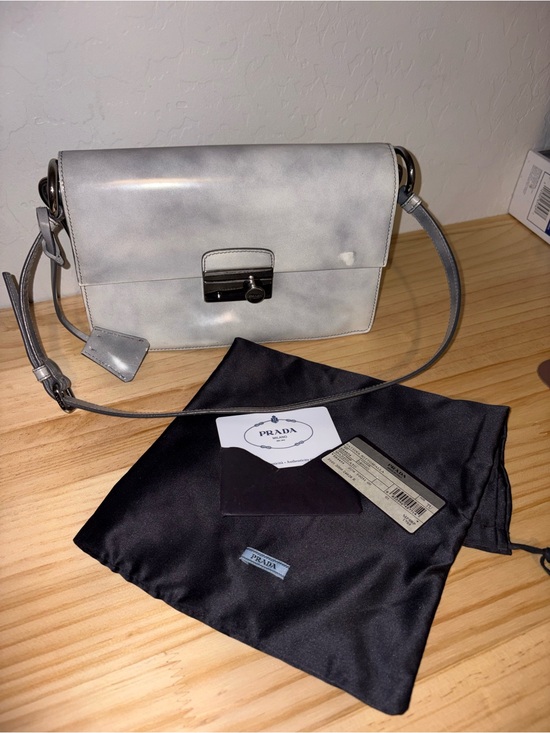 Prada Handbags - Prada Light Gray Ombre Leather Crossbody Bag